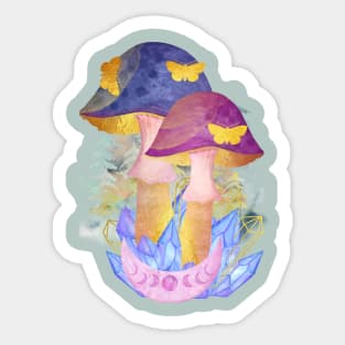 Watercolor Butterflies Crystals Mushrooms Phases of the Moon Sticker